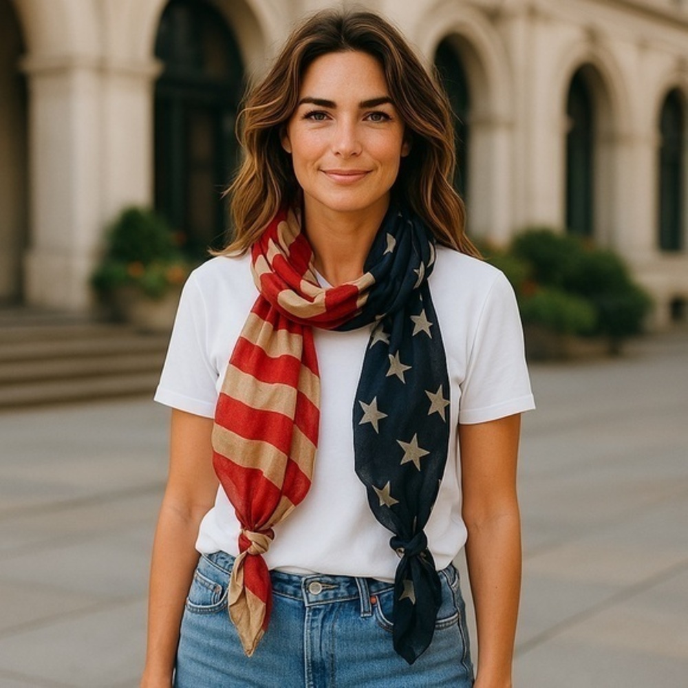 Patriotic Red and Blue Scarf
